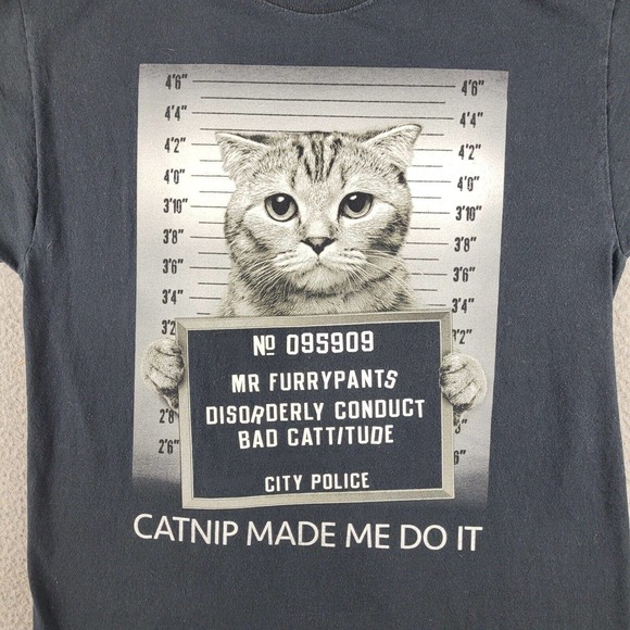 Catnip‎ Made Me Do It Shirt Mens Medium Black Funny Cat Lovers Graphic Print Tee - Picture 4 of 11